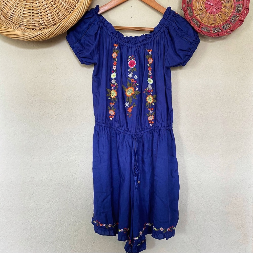 Blue Rain Royal Blue Floral Romper